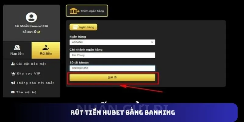 Rút tiền HUBET bằng banking